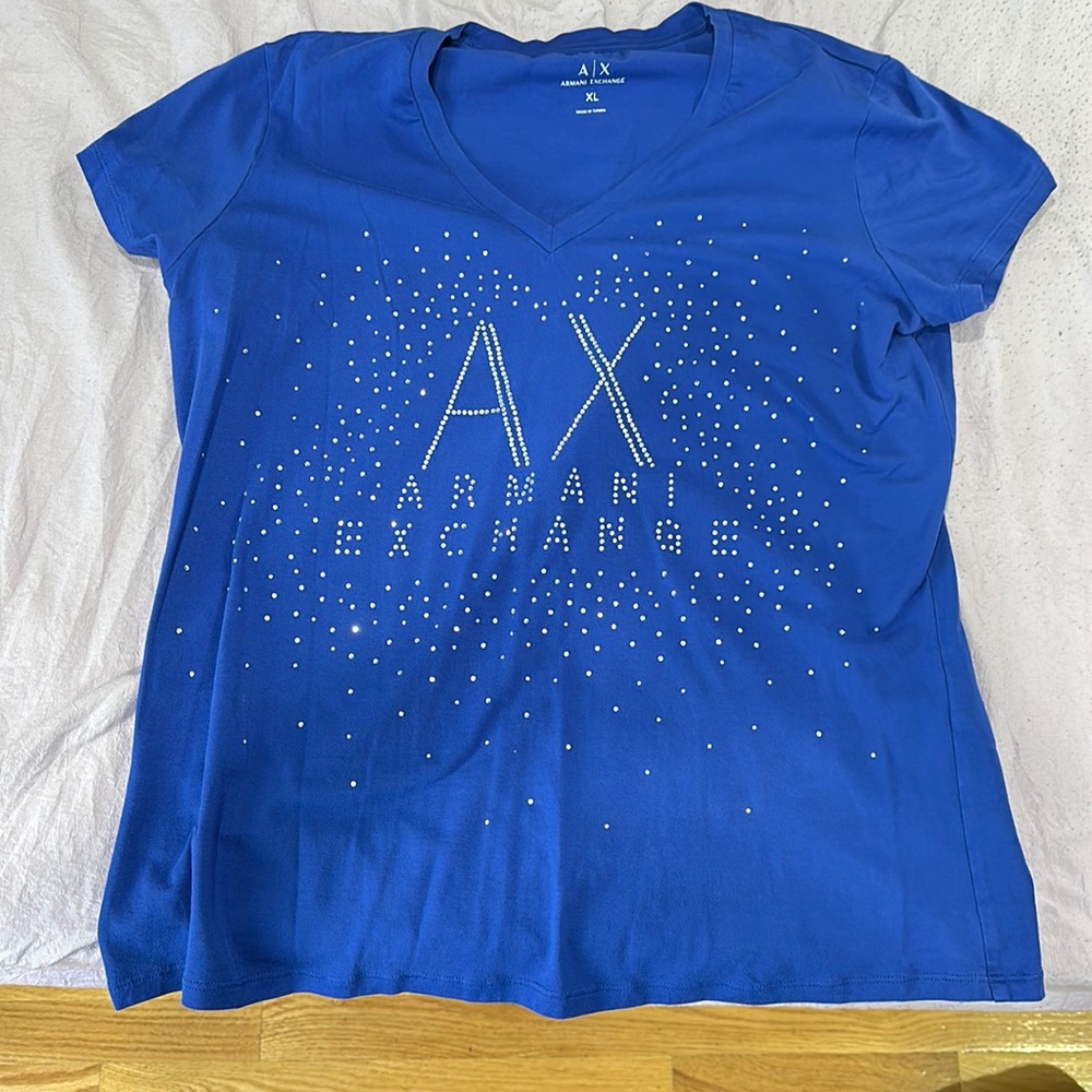 Blue armani exchange sparkly top